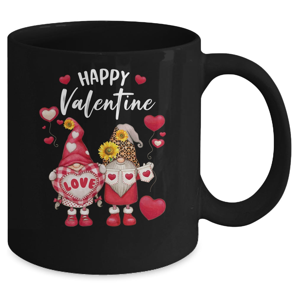 Happy Valentines Day Gnomes With Leopard Sunflower Valentine Mug | siriusteestore