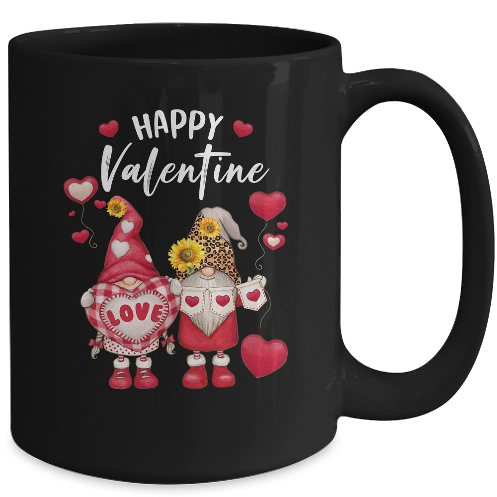 Happy Valentines Day Gnomes With Leopard Sunflower Valentine Mug | siriusteestore