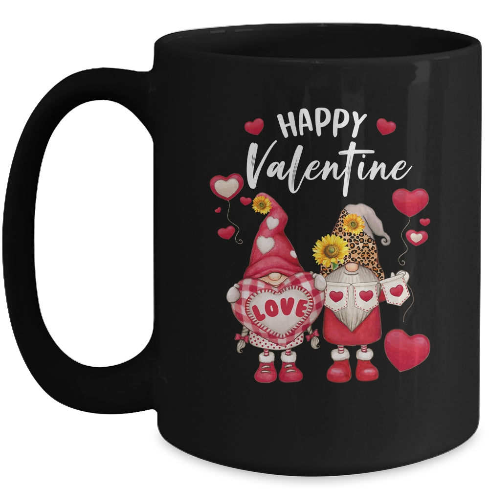 Happy Valentines Day Gnomes With Leopard Sunflower Valentine Mug | siriusteestore
