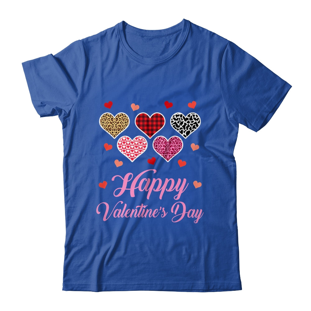 Happy Valentines Day Leopard Plaid Hearts Women Girls Kids Shirt & Tank Top | siriusteestore