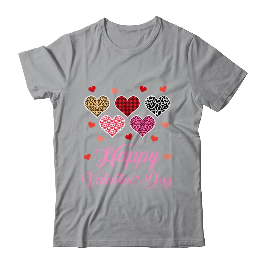 Happy Valentines Day Leopard Plaid Hearts Women Girls Kids Shirt & Tank Top | siriusteestore
