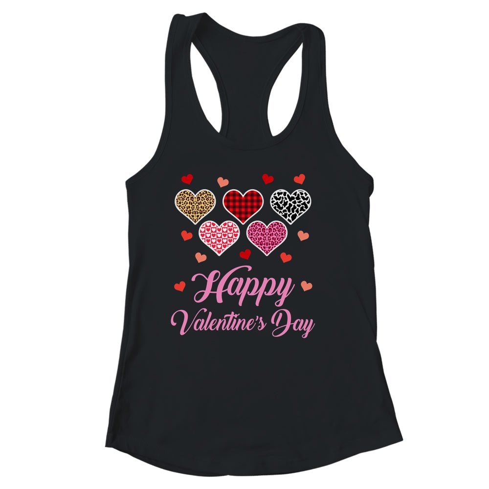 Happy Valentines Day Leopard Plaid Hearts Women Girls Kids Shirt & Tank Top | siriusteestore