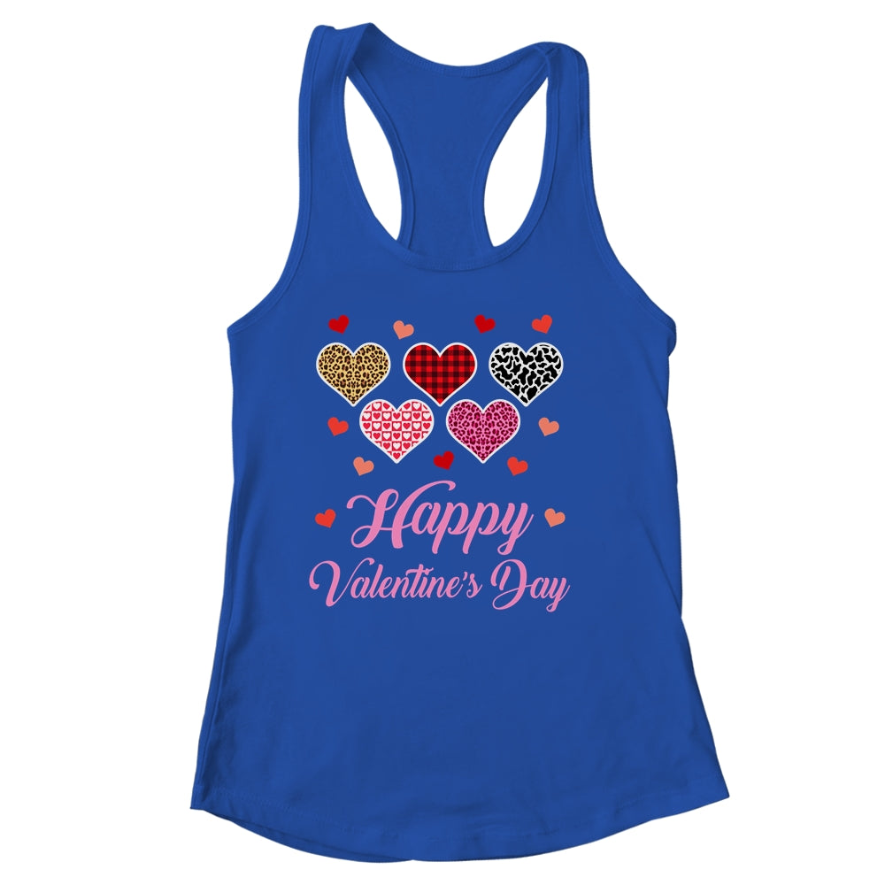 Happy Valentines Day Leopard Plaid Hearts Women Girls Kids Shirt & Tank Top | siriusteestore