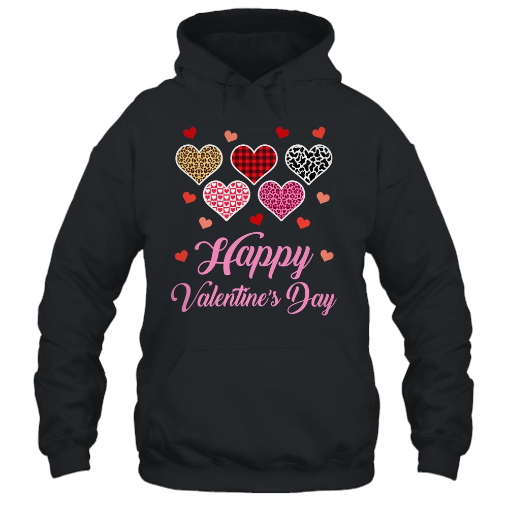 Happy Valentines Day Leopard Plaid Hearts Women Girls Kids Shirt & Tank Top | siriusteestore