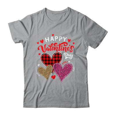 Happy Valentines Day Three Leopard And Plaid Hearts Shirt & Tank Top | siriusteestore