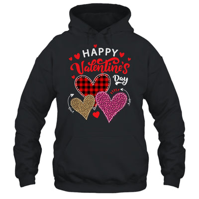 Happy Valentines Day Three Leopard And Plaid Hearts Shirt & Tank Top | siriusteestore