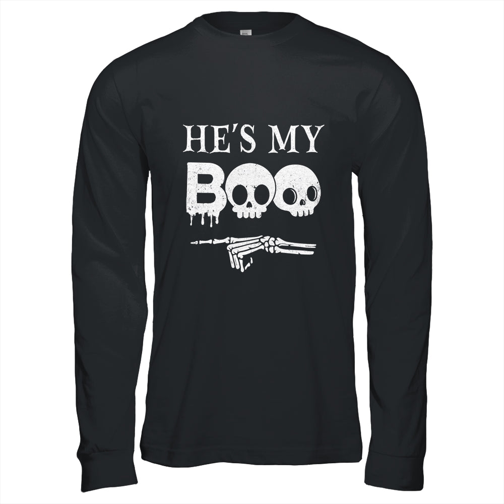 He's My Boo Skull Face Matching Halloween Couples Funny Shirt & Hoodie | siriusteestore