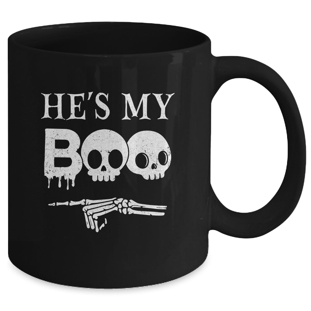 He's My Boo Skull Face Matching Halloween Couples Funny Mug | siriusteestore