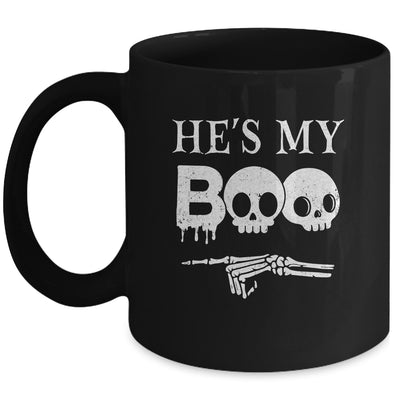 He's My Boo Skull Face Matching Halloween Couples Funny Mug | siriusteestore