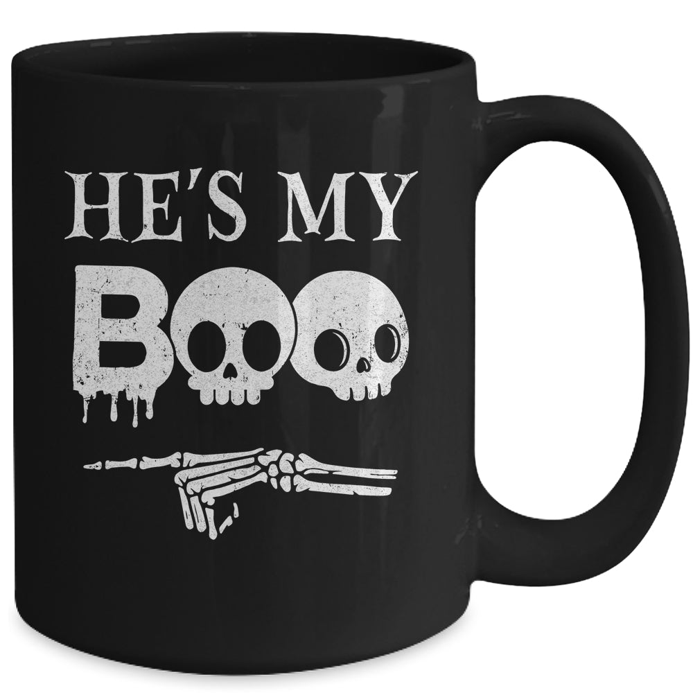 He's My Boo Skull Face Matching Halloween Couples Funny Mug | siriusteestore