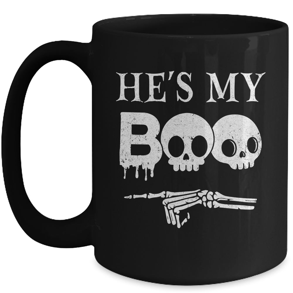 He's My Boo Skull Face Matching Halloween Couples Funny Mug | siriusteestore