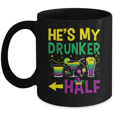 He's My Drunker Half Matching Couple Girlfriend Mardi Gras Mug | siriusteestore