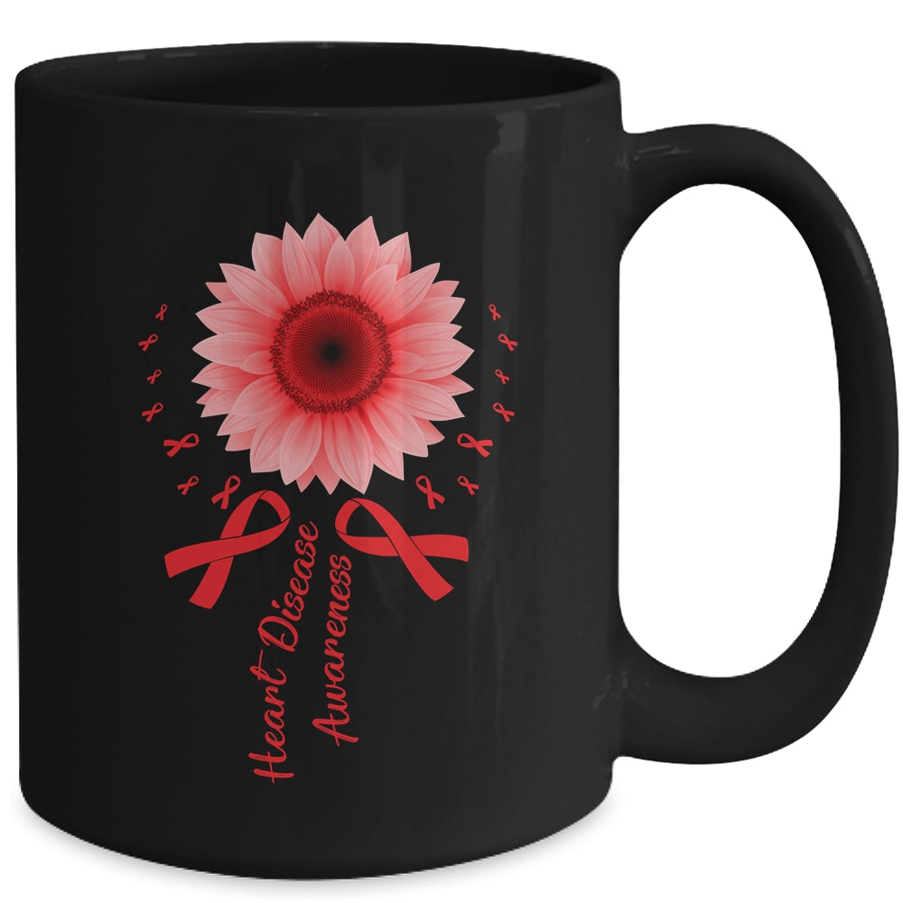 Heart Disease Awareness Month Sunflower For Women Go Red Mug | siriusteestore