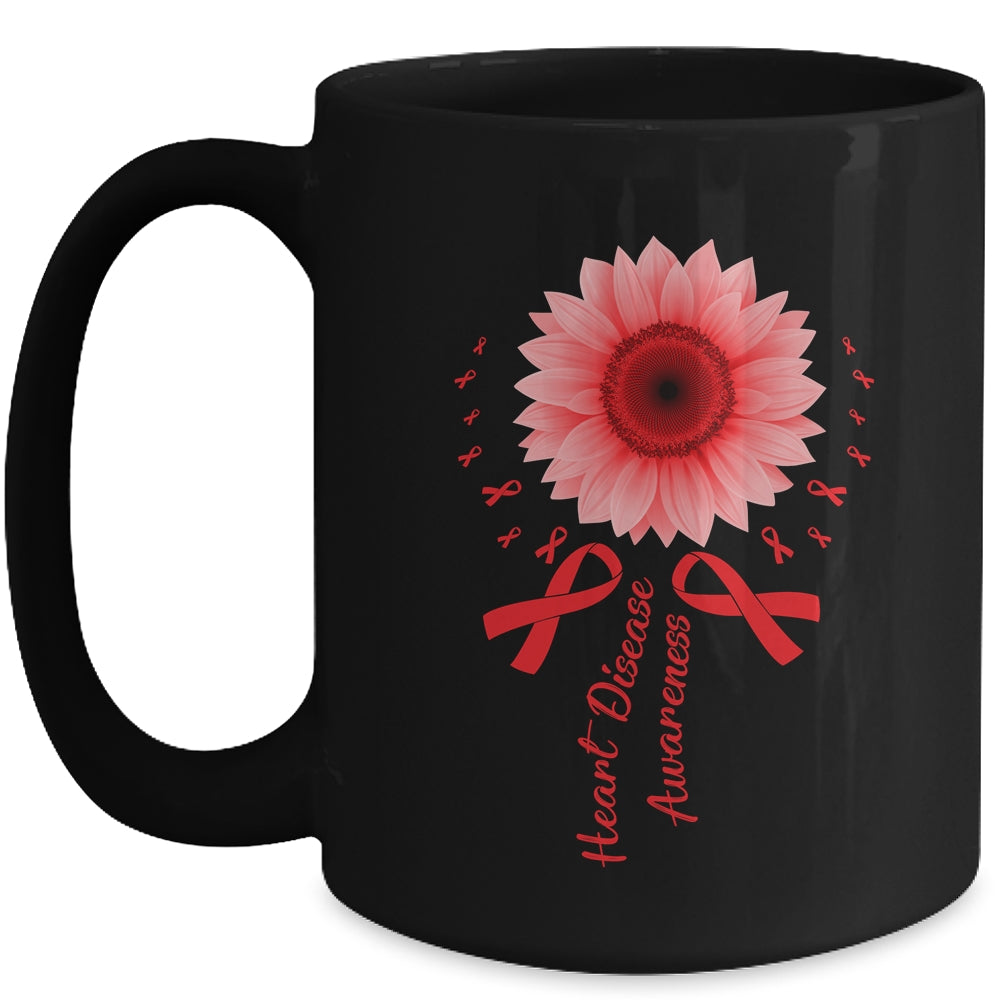 Heart Disease Awareness Month Sunflower For Women Go Red Mug | siriusteestore