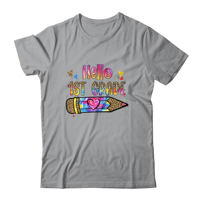 Hello 1st Grade Leopard Tie Dye Pencil Cute Teacher Shirt & Hoodie | siriusteestore