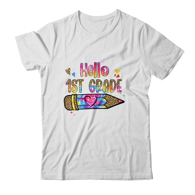 Hello 1st Grade Leopard Tie Dye Pencil Cute Teacher Shirt & Hoodie | siriusteestore