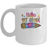Hello 1st Grade Leopard Tie Dye Pencil Cute Teacher Mug | siriusteestore