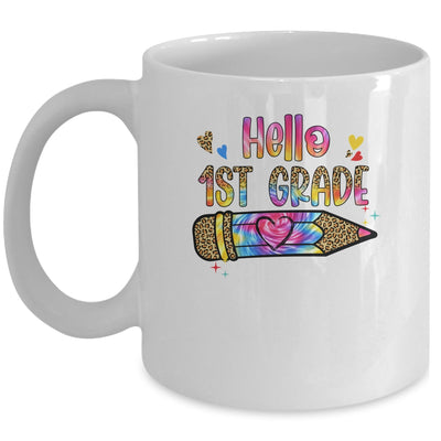 Hello 1st Grade Leopard Tie Dye Pencil Cute Teacher Mug | siriusteestore