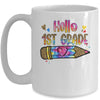 Hello 1st Grade Leopard Tie Dye Pencil Cute Teacher Mug | siriusteestore