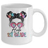 Hello 1st Grade Messy Bun Girls Tie Dye Cute Back To School Mug | siriusteestore