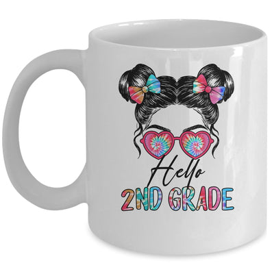 Hello 2nd Grade Messy Bun Girls Tie Dye Cute Back To School Mug | siriusteestore