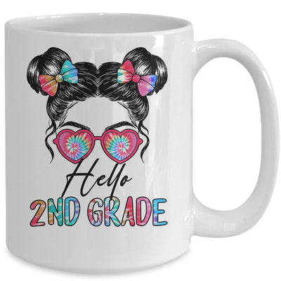 Hello 2nd Grade Messy Bun Girls Tie Dye Cute Back To School Mug | siriusteestore