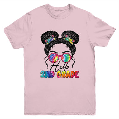 Hello 2nd Second Grade Messy Bun Back To School Tie Dye Girl Youth Shirt | siriusteestore