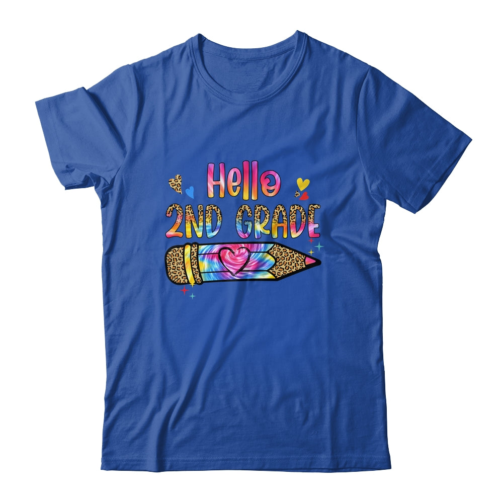 Hello 2th Grade Leopard Tie Dye Pencil Cute Teacher Shirt & Hoodie | siriusteestore