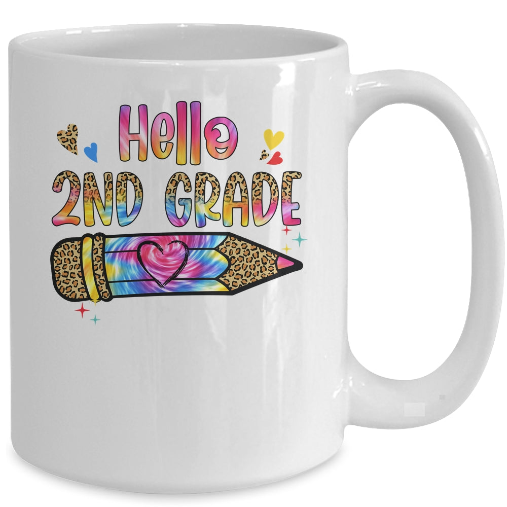 Hello 2th Grade Leopard Tie Dye Pencil Cute Teacher Mug | siriusteestore