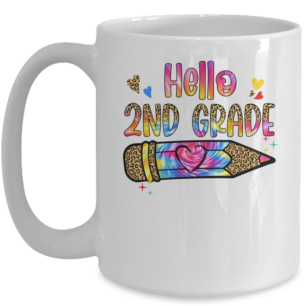 Hello 2th Grade Leopard Tie Dye Pencil Cute Teacher Mug | siriusteestore