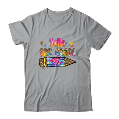 Hello 3rd Grade Leopard Tie Dye Pencil Cute Teacher Shirt & Hoodie | siriusteestore