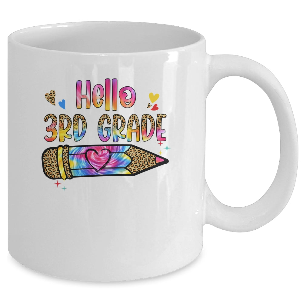 Hello 3rd Grade Leopard Tie Dye Pencil Cute Teacher Mug | siriusteestore