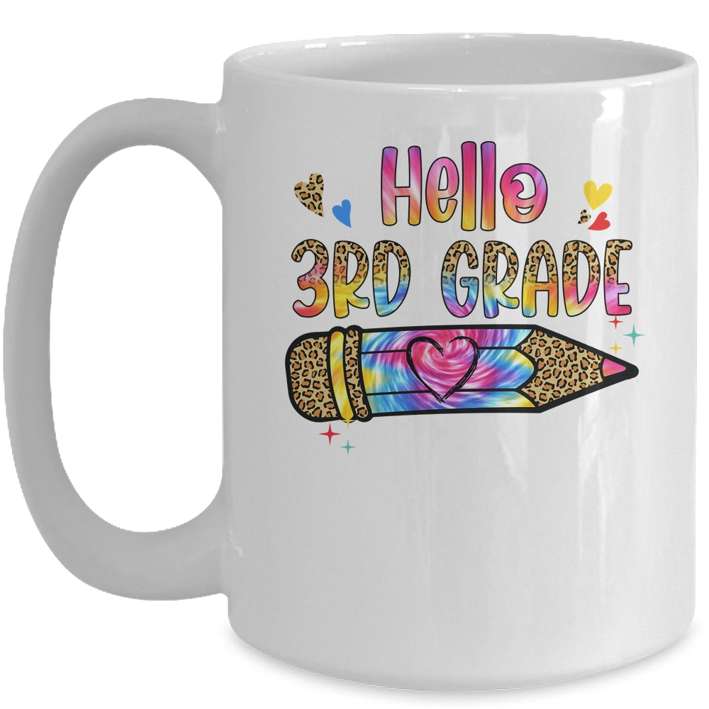 Hello 3rd Grade Leopard Tie Dye Pencil Cute Teacher Mug | siriusteestore