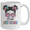 Hello 3rd Grade Messy Bun Girls Tie Dye Cute Back To School Mug | siriusteestore
