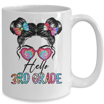 Hello 3rd Grade Messy Bun Girls Tie Dye Cute Back To School Mug | siriusteestore