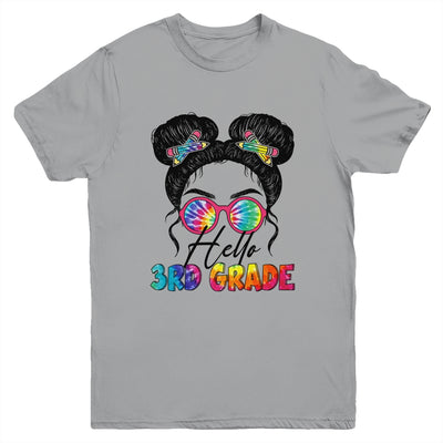 Hello 3rd Third Grade Messy Bun Back To School Tie Dye Girl Youth Shirt | siriusteestore