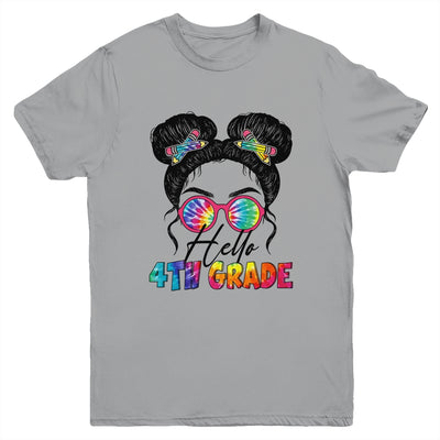 Hello 4th Fourth Grade Messy Bun Back To School Tie Dye Girl Youth Shirt | siriusteestore