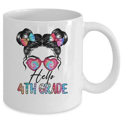 Hello 4th Grade Messy Bun Girls Tie Dye Cute Back To School Mug | siriusteestore