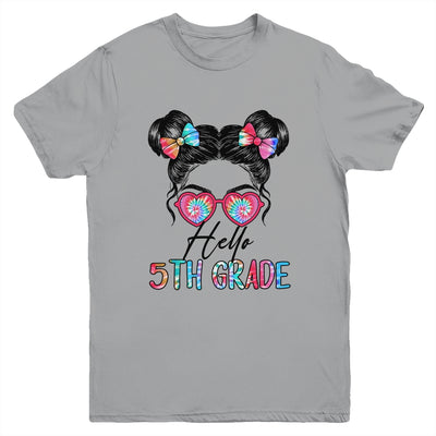 Hello 5th Grade Messy Bun Girls Tie Dye Cute Back To School Youth Shirt | siriusteestore