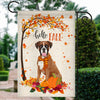 Hello Fall Boxer Dog Flag Maple Leaves Orange Pumpkin Autumn | siriusteestore