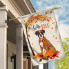 Hello Fall Boxer Dog Flag Maple Leaves Orange Pumpkin Autumn | siriusteestore