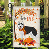 Hello Fall Siberian Husky Dog Flag Maple Leaves Orange Pumpkin Autumn | siriusteestore