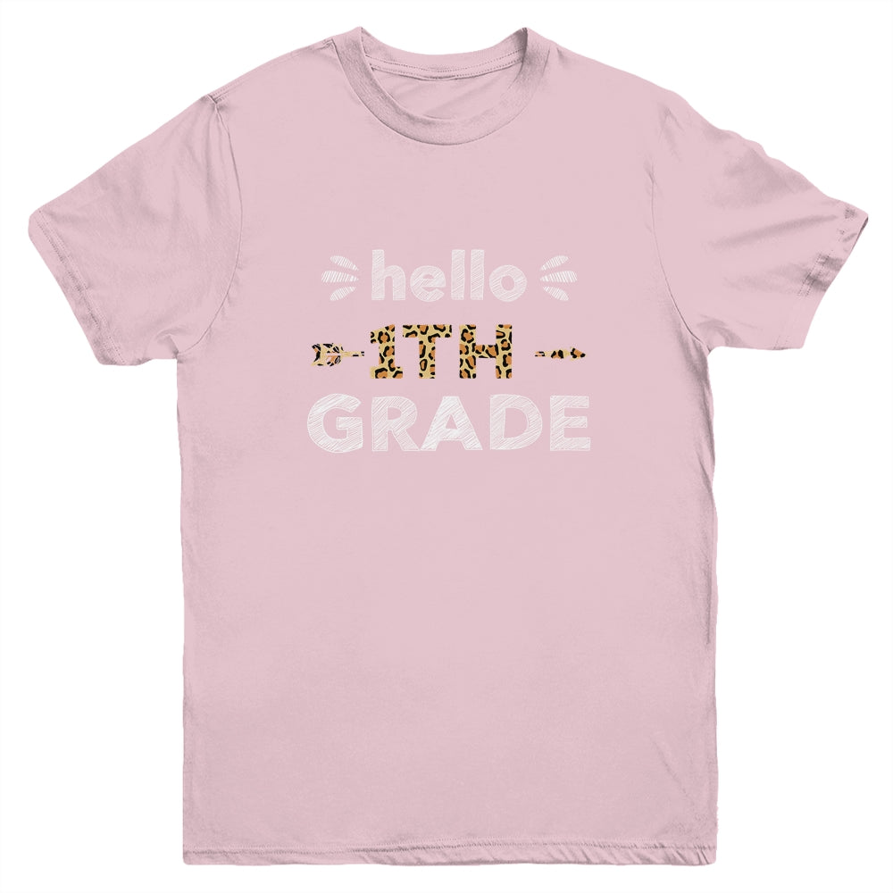 Hello First Grade Back To School 1st Day Leopard Kids Youth Shirt | siriusteestore