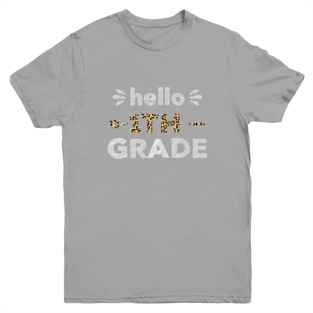 Hello First Grade Back To School 1st Day Leopard Kids Youth Shirt | siriusteestore