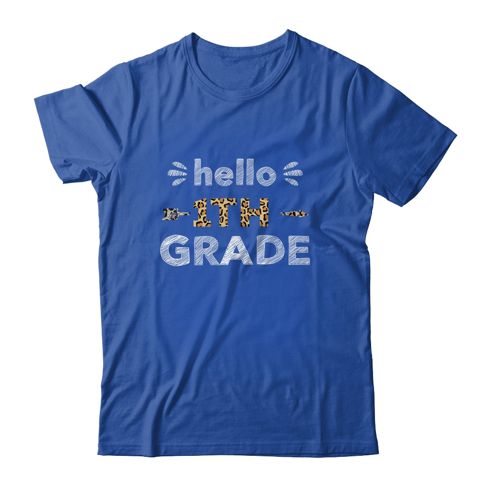Hello First Grade Back To School 1st Day Leopard Teachers Shirt & Hoodie | siriusteestore