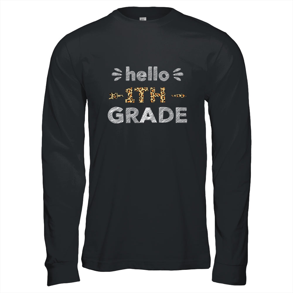 Hello First Grade Back To School 1st Day Leopard Teachers Shirt & Hoodie | siriusteestore