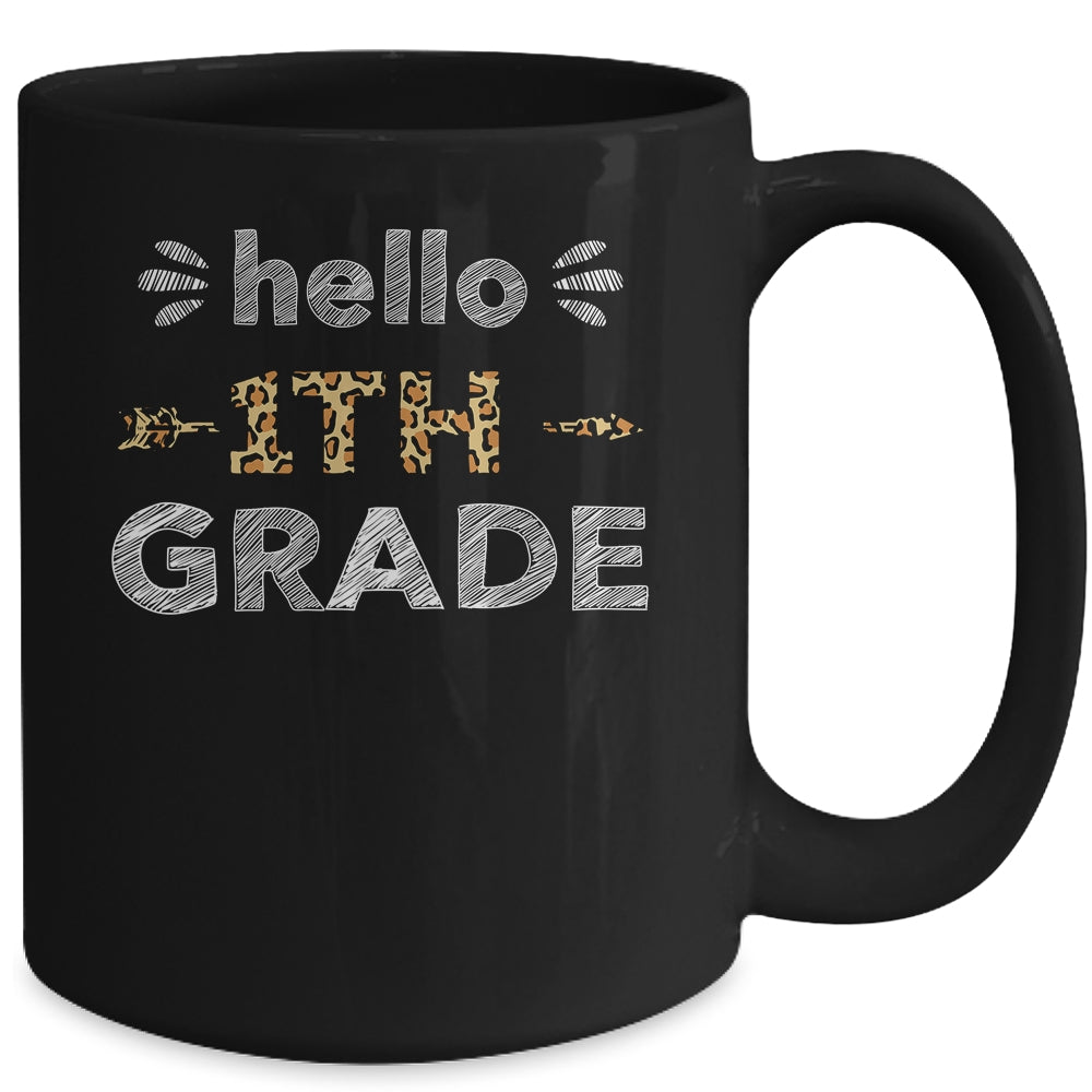 Hello First Grade Back To School 1st Day Leopard Teachers Mug | siriusteestore