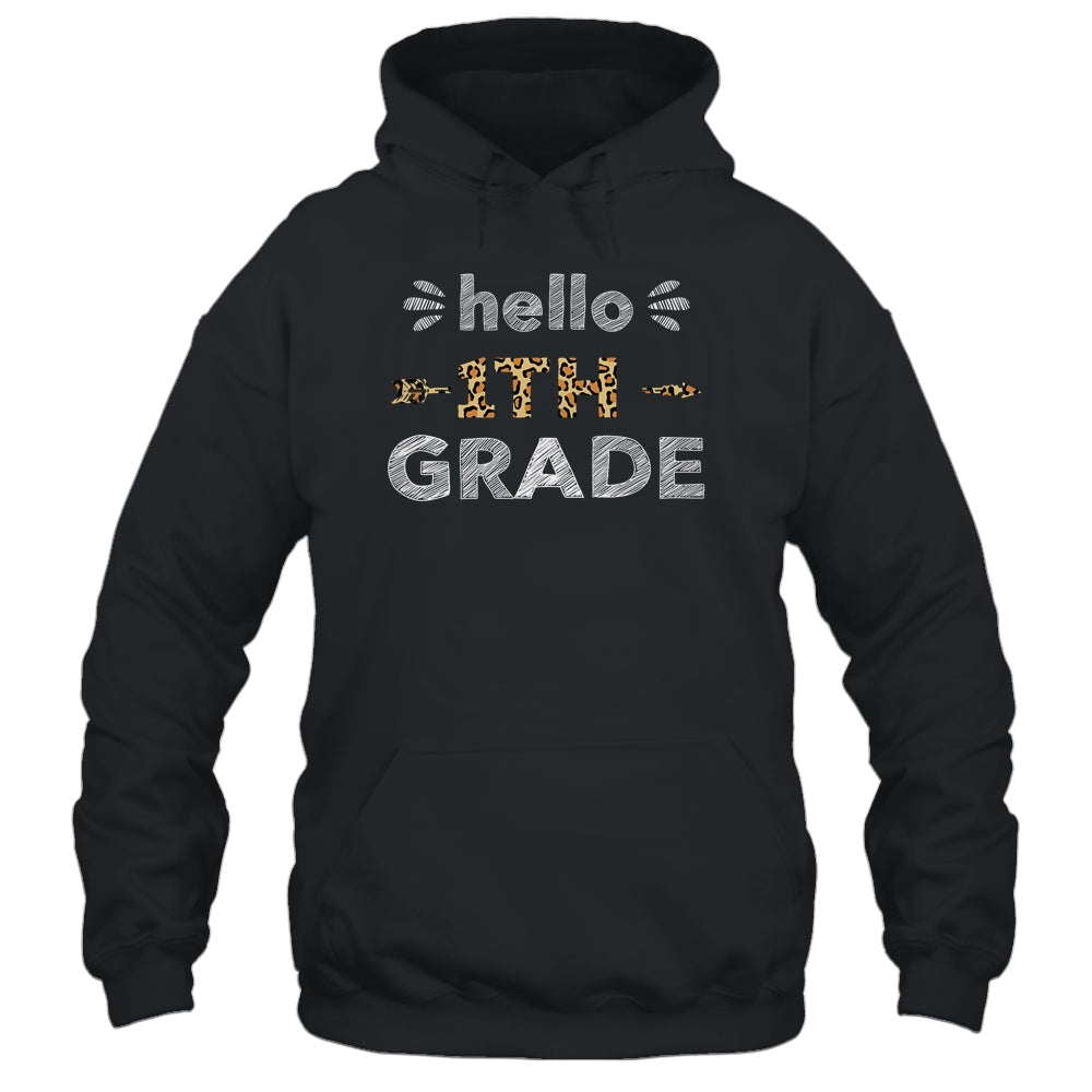 Hello First Grade Back To School 1st Day Leopard Teachers Shirt & Hoodie | siriusteestore