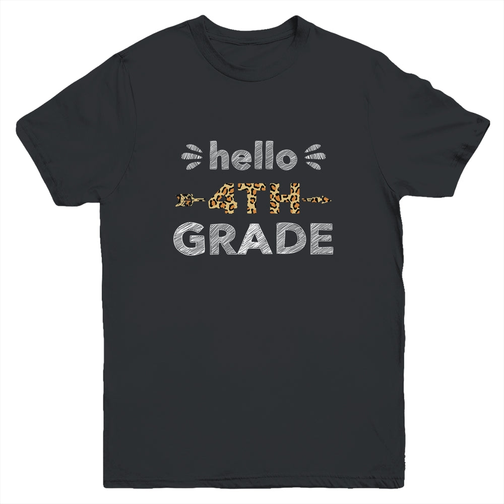 Hello Fourth Grade Back To School 1st Day Leopard Kids Youth Shirt | siriusteestore