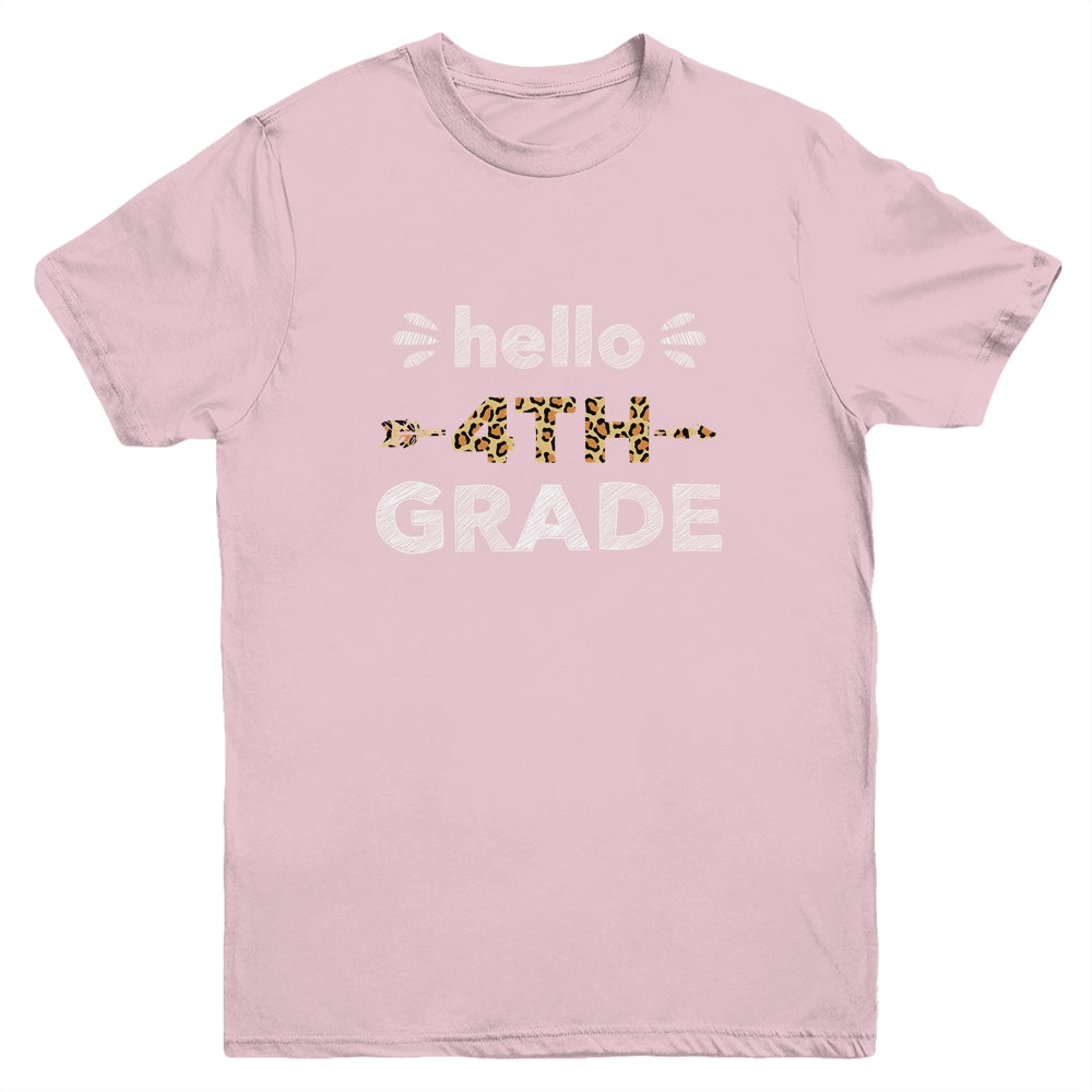 Hello Fourth Grade Back To School 1st Day Leopard Kids Youth Shirt | siriusteestore
